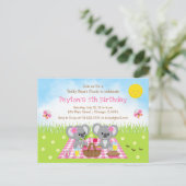 Koala Bear's Picnic Pink Gingham Birthday Postkarte (Stehend Vorderseite)