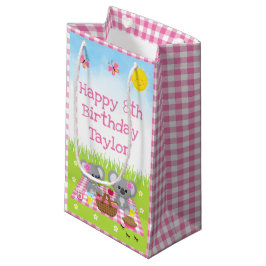 Koala Bears Picnic Pink Gingham Happy Birthday Kleine Geschenktüte