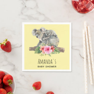 Koala Bears Wasserfarbe Niedliche Mama & Baby Dusc Serviette