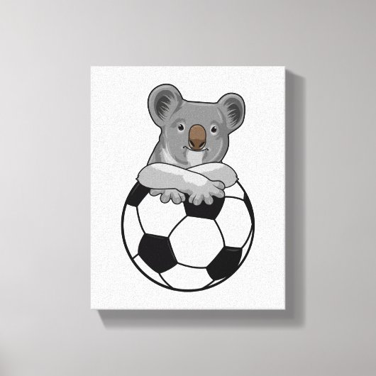 Koala beim Fußballsport Leinwanddruck (Vorderseite)