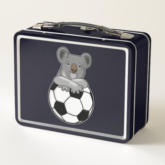 Koala beim Fußballsport Metall Brotdose (Rückseite)