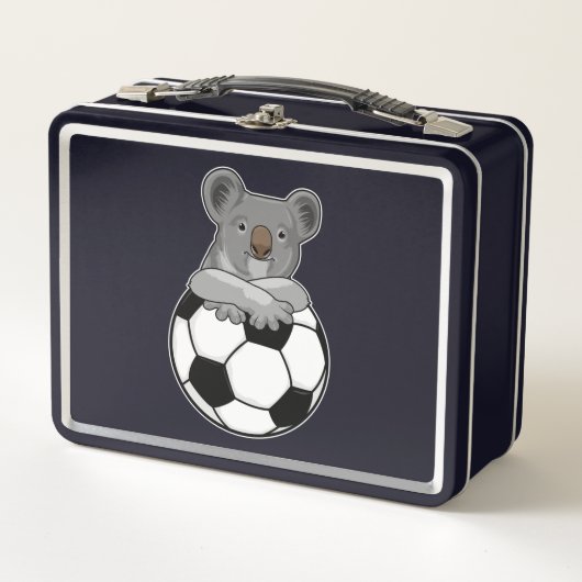 Koala beim Fußballsport Metall Brotdose (Vorderseite)