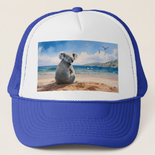 Koala beobachtet den Ozean Truckerkappe