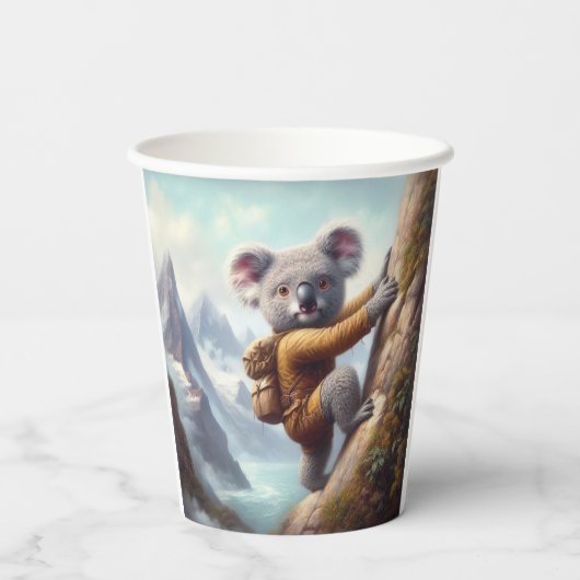 Koala Bergsteigen Pappbecher (Rückseite)