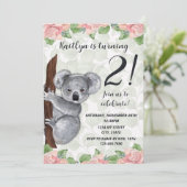 Koala Birthday Einladung (Stehend Vorderseite)
