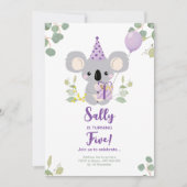 Koala Birthday Einladung (Vorderseite)