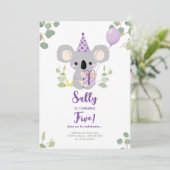 Koala Birthday Einladung (Stehend Vorderseite)
