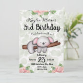 Koala Birthday Einladung (Stehend Vorderseite)