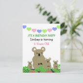 Koala Birthday Einladung (Stehend Vorderseite)