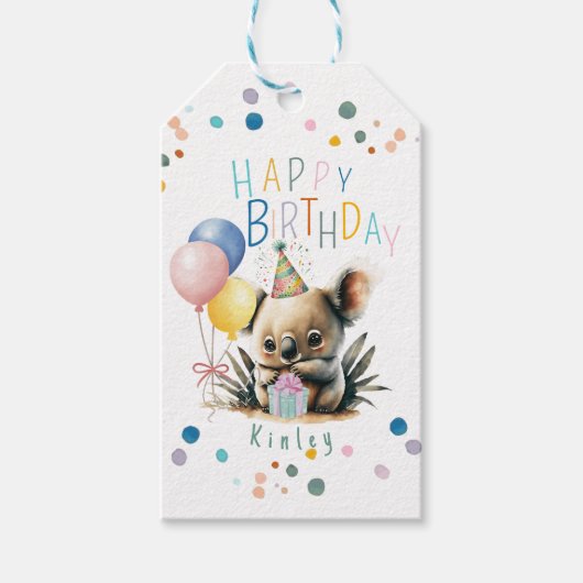 Koala Birthday Geschenkanhänger (Vorderseite)