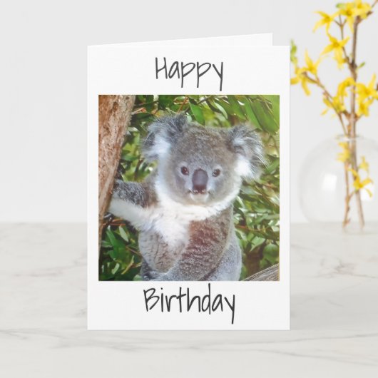 "KOALA BIRTHDAY GREETINGS" KARTE (Gelbe Blume)