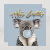 Koala Blasa a Blue Bubble gum Einladung (Vorne/Hinten)