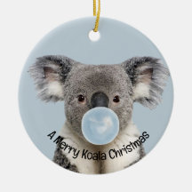 Koala Blasst ein blauer Blasen-Gummi Weihnachtsgrü