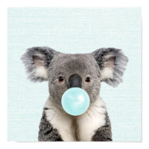 Koala Blasst ein blaues Blasen-Kaugummi-Poster