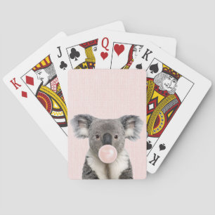 Koala bläst rosa Kaugummi-Blase Spielkarten