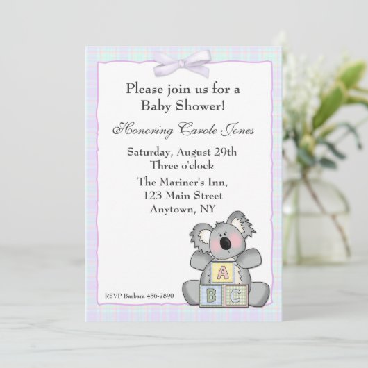 Koala-Blöcke Einladung (Stehend Vorderseite)