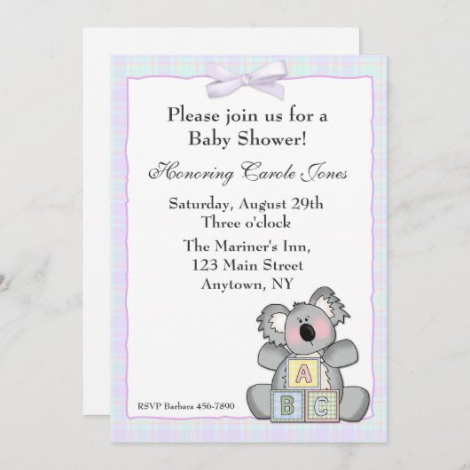 Koala-Blöcke Einladung (Vorne/Hinten)