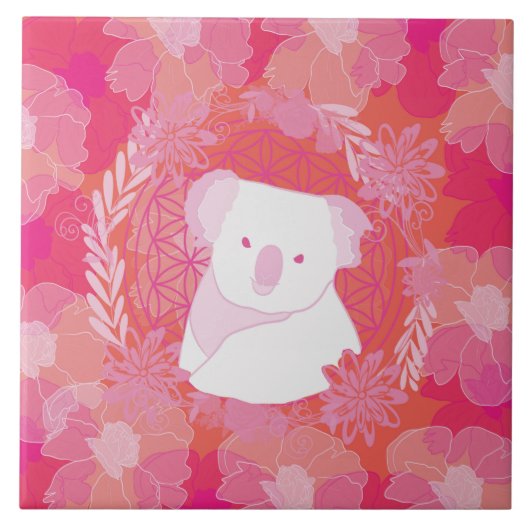 Koala Blume des Lebens Fliese (Vorderseite)