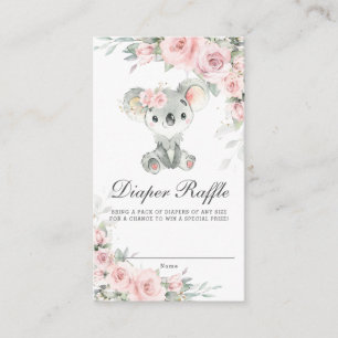 Koala Blush Blumengrün Baby Diaper Raffle Begleitkarte