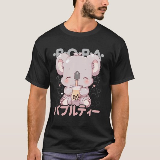 Koala Boba Tea Kawaii Bubble Tea Koala Anime Neko  T-Shirt (Vorderseite)