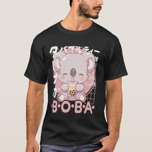 Koala Boba Tea Kawaii Bubble Tea Koala Anime Neko  T-Shirt (Vorderseite)