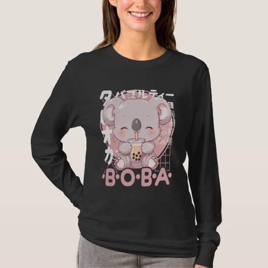 Koala Boba Tea Kawaii Bubble Tea Koala Anime Neko  T-Shirt (Vorderseite)