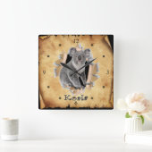 Koala bricht durch Papiertaschenzüge! ~ Quadratische Wanduhr (Zuhause)