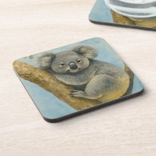 Koala Calm - Wasserfarbenwelt Getränkeuntersetzer (Linke Seite)