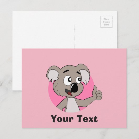 Koala-Cartoon Postkarte (Vorne/Hinten)