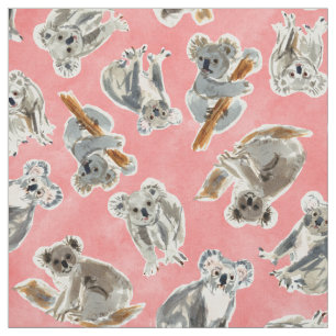 KOALA CHAOS Watercolor Cute Marsupial Stoff