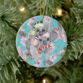 Koala Christmas Botanical Vintag Blue Keramik Ornament
