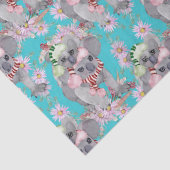 Koala Christmas Botanical Vintag Blue Seidenpapier (Detail)