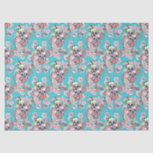 Koala Christmas Botanical Vintag Blue Seidenpapier