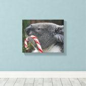 Koala Christmas Candy Cane Leinwanddruck (Insitu (Holzboden))