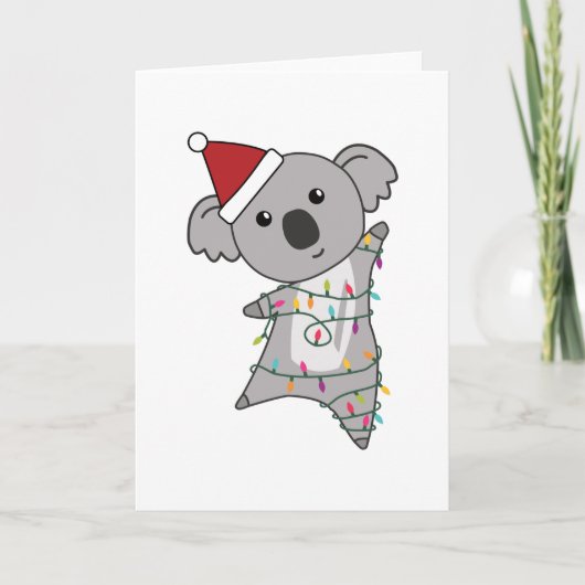 Koala Christmas Fairy Lights Süße Tier Karte (Vorderseite)