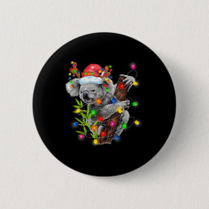 Koala Christmas Lights Funny Weihnachtsmannmütze M Button