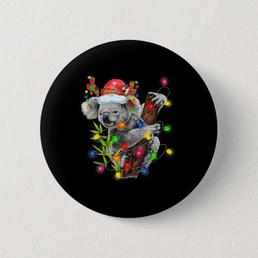 Koala Christmas Lights Funny Weihnachtsmannmütze M Button (Vorderseite)