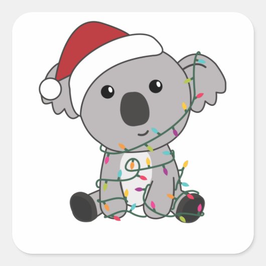 Koala Christmas Snow Winter Animals Koalas Quadratischer Aufkleber (Vorderseite)