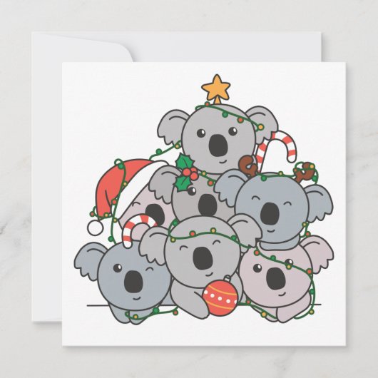 Koala Christmas Tree Funny Animal Christmas Invita Einladung (Vorderseite)