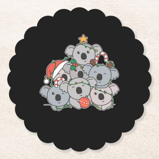 Koala Christmas Tree Funny Animal Christmas Untersetzer (Vorderseite)
