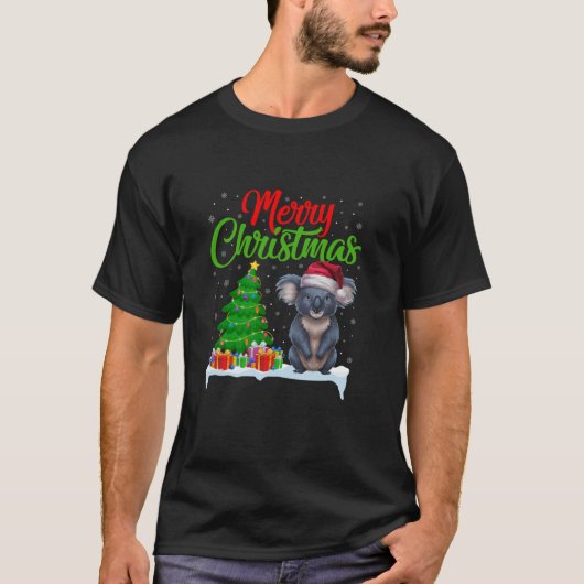 Koala Christmas Tree Lights Funny Xmas Koala Lover T-Shirt (Vorderseite)