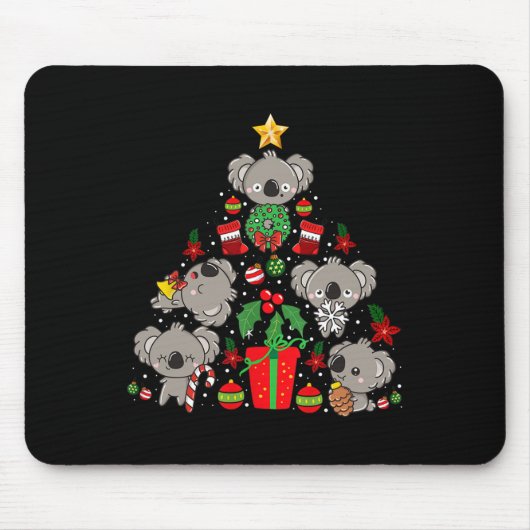 Koala Christmas Tree Niedlicher Bär Mousepad (Vorne)