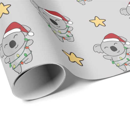 Koala Christmas Winter Animals Koalas Wrapping Pap Geschenkpapier (Rolleneckpunkt)