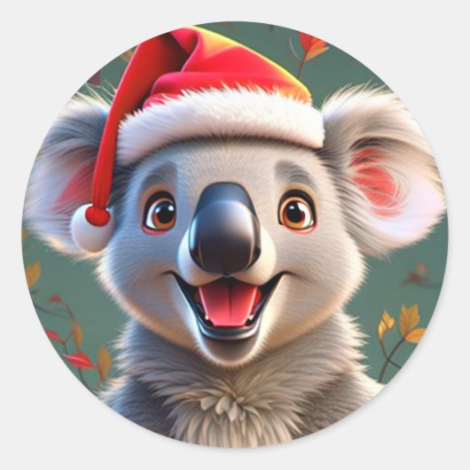 Koala Claus: Weihnachten jubeln unter! Runder Aufkleber (Vorderseite)