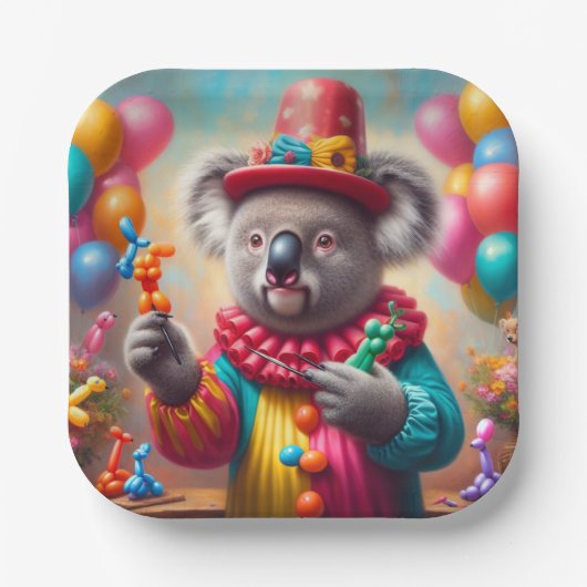 Koala Clown Pappteller (Vorderseite)