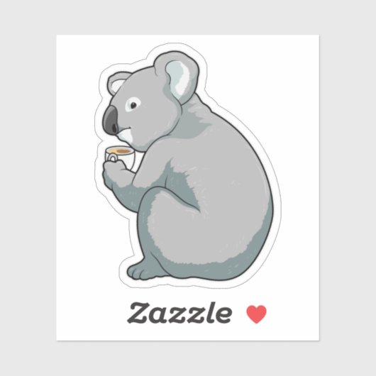 Koala Coffee Cup Aufkleber (Blatt)