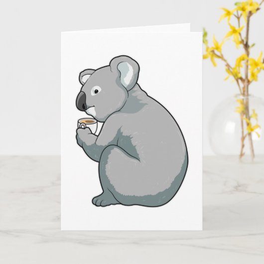 Koala Coffee Cup Karte (Gelbe Blume)