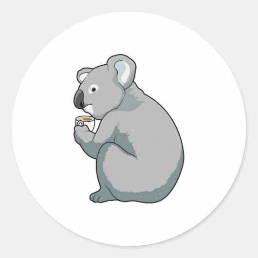 Koala Coffee Cup Runder Aufkleber (Vorderseite)