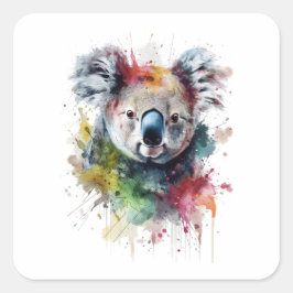 Koala Colorido: una ilustración vibrante Quadratischer Aufkleber