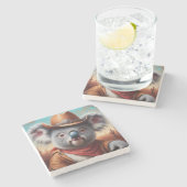 Koala Cowboy Steinuntersetzer (Seitenansicht)
